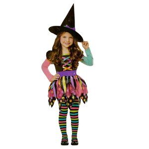 Celebrate Girls S (6/6X) Miss Match Witch Complete Halloween Costume